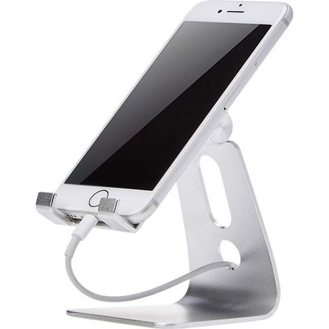 Verstellbare Handyhalterung für iPhone und Android, Silber (1/5)