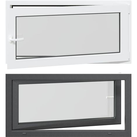 Ventana de sótano RISOR 120 x 60 cm PVC y vidrio Gris antracita vidaXL (1/4)