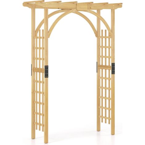 Arco de jardín de madera para plantas trepadoras, 213 cm de altura.