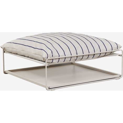 Pouf de jardin Amaro transformable en table d'appoint SKLUM Tapioca Beige - Bleu Marin