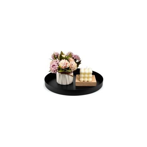 Rundes schwarzes Dekotablett 30 cm Rundes Edelstahltablett Dekorative Platte Schwarzes Metall-Make-up-Aufbewahrungstablett Matt schwarzes Dekotablett Metall-Dekotablett für (1/5)