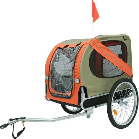 Remorque de vélo pour animaux de compagnie remorque de vélo pour chien pliable facile à assembler couleur orange (1/5)