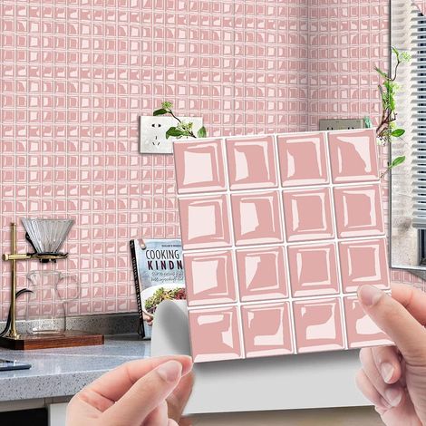 Azulejos autoadhesivos para pared, 10x10 cm, 10 láminas, multicolor, 3D, impermeables, para cocina y baño. (1/5)