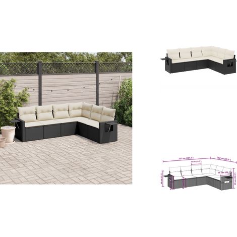 6-tlg. Garten-Sofagarnitur mit Kissen Schwarz Poly Rattan - Gartenmöbel - PE-Rattan Möbel - Outdoor Lounge Set - Sofasatz - Esszimmergarnitur (1/3)