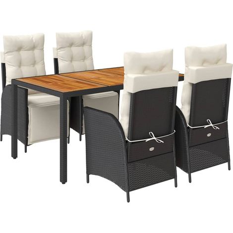 Maison Exclusive - 5-tlg. Garten-Essgruppe mit Kissen Schwarz Pol (1/5)