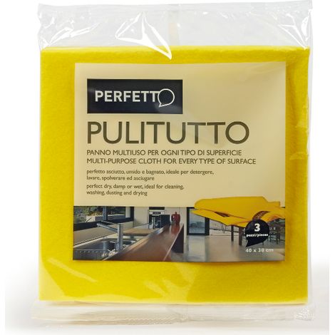 Perfetto 0264 Panno per la Pulizia Poliestere, Viscosa Giallo 3 pz (1/3)
