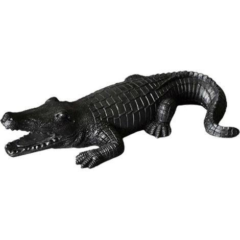 Krokodilfigur aus Kunstharz, Sammlerstück, Geschenk, Tierfigur, Gartenstatue, Alligator-Skulptur für drinnen und draußen, Büro, Schreibtisch, Wohnzimmer-black (1/5)