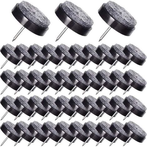 50 Stück geklammerte Filzgleiter, 24 mm dick, schwarze Möbelbeinschoner (1/4)