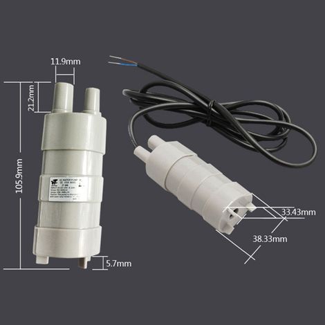 Pompe à eau submersible haute pression compacte 12/24 V 600 L/h, micromoteur triphasé, hauteur de refoulement de 5 mètres (10 L/min)