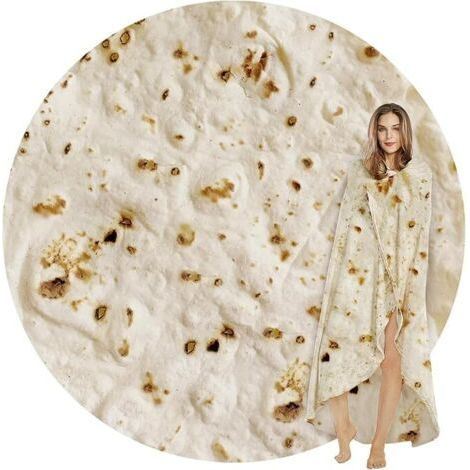 Couverture Tortilla Burritos 9090cm, Couverture Enveloppante Tortilla, Couverture Ronde Tortilla Drôle Nouveauté Couverture Tortilla Géante Ronde Douce pour Adultes et Enfants (Beige) (1/5)