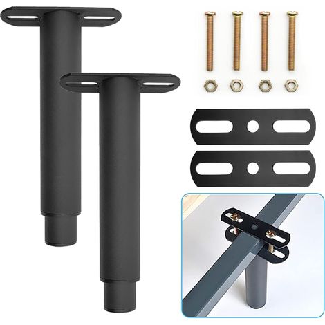 Pieds de lit réglables et rétractables, robustes, pour sommier à lattes, pieds de support en métal pour meubles, lot de 2 (18 à 33 cm) (noir)