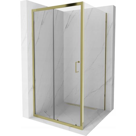 Mexen Apia cabine de douche coulissante 90 x 90 cm, transparente, or - 840-090-090-50-00 (1/5)