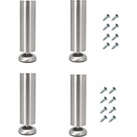 Lot de 4 pieds de meuble réglables, longueur 20 cm, extra épais, en acier inoxydable, pieds de meuble pour table basse, meuble TV, pieds de support de meuble de salle de bain