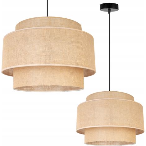 Hängelampe, Kronleuchter, Deckenlampe, Boho-Jute-Lampenschirm (1/5)