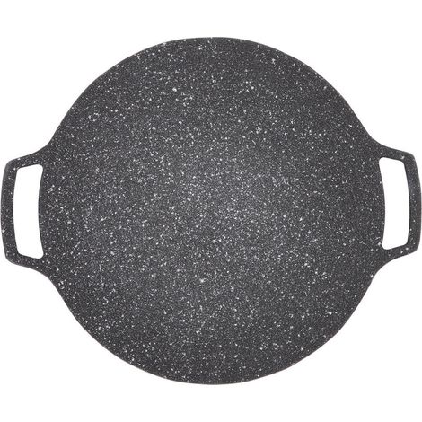 SJLERST  Poêle à Griller Coréenne pour Barbecue, Plaque Chauffante Antiadhésive sans Fumée pour Barbecue, Plaque Chauffante en Alliage D'aluminium pour Barbecue Coréen, Poêle à Frire(Type de gaz 33cm)