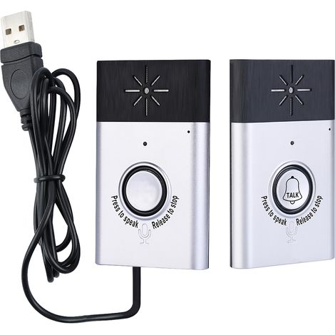 Interphone vocal sans fil avec moniteur de conversation bidirectionnel et 1 bouton d'unité extérieure et 1 récepteur d'unité intérieure Sonnette de sécurité pour maison intelligente, argent (1/5)
