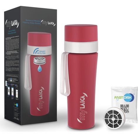 Laica MyLAICA Bottiglia filtrante in acciaio da 550 ml con filtro a disco rapido (1/4)