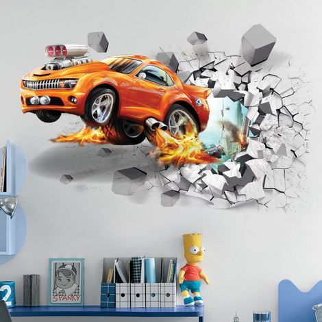 Abnehmbarer 3D-Aufkleber mit fliegendem Feuerwehrauto (19,7 Zoll x 27,6 Zoll/50 Stück)
