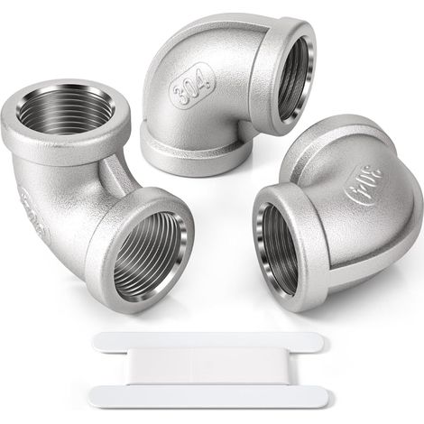3 Pcs 90 degree 1/4 "femelle à 1/4" mâle BSP en acier inoxydable 304 raccord coudé pour la conversion de connexion tuyau - 1"F X (1/5)