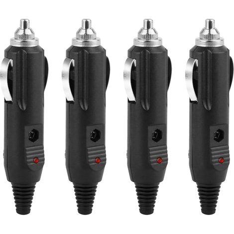 4Pcs Replacement Car Cigarette Lighter Aux Socket Plug, 12-24V Male Cigarette Lighter Cable Connector with Red LED Light and Fuse for Automotive Truck Motorcycle Tractor Marine (1/5)