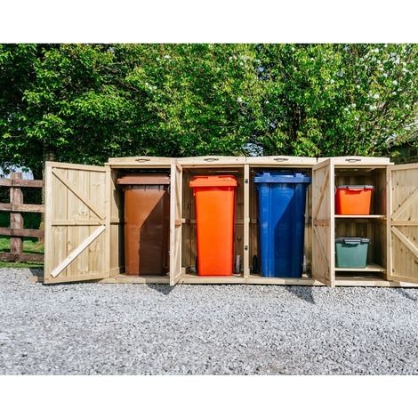 Chatburn 3 Wheelie Bin/2 Recycle Box Store - L80.4 x W273 x H120 cm - Fits 3 x 180L or 3 x 240L Wheelie Bins & 2 x Recycle Boxes