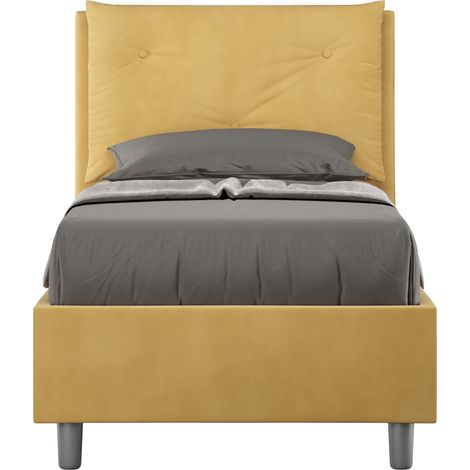 Letto singolo senza rete imbottito 90x200 microfibra ocra Appia (1/4)