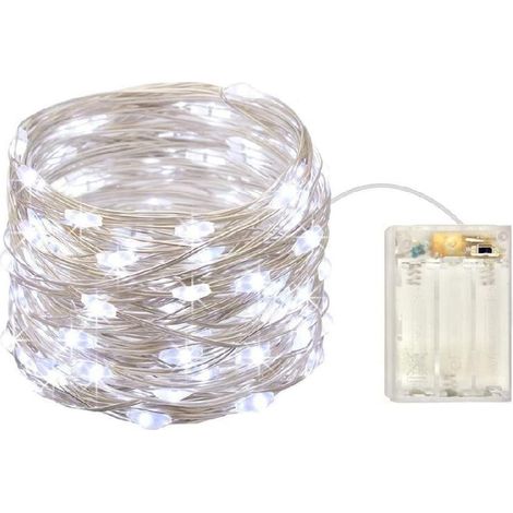 Guirlande lumineuse féérique LED de 10 m, alimentée par piles, fil de cuivre, étanche, décoration de Noël (1/5)