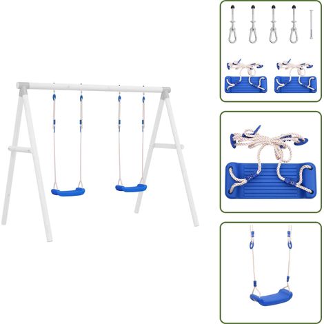 Columpios azules - vidaXL Columpios con cuerdas 2 unidades polietileno azul 37x15 cm - Columpios para exteriores