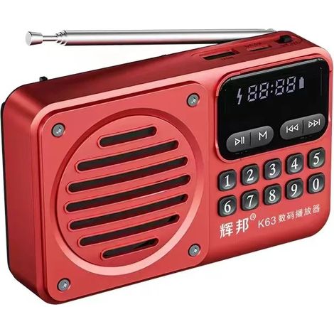 Mini radio FM portable, récepteur radio haute sensibilité, enceinte Bluetooth sans fil, lecteur de musique, compatible avec les cartes TF, les clés USB et la lecture au casque. (1/5)