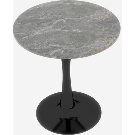 Runder Couchtisch in Grau-Marmoroptik 70x72 cm mit schwarzem Sockel MODENUIT (1/5)