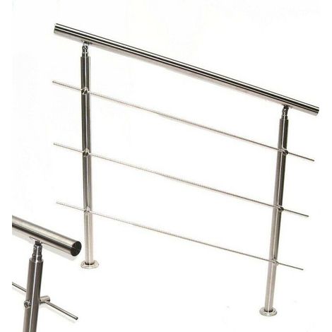 Edelstahl Treppengeländer 80 Handlauf Geländer Balkongeländer 3 Querstäbe 57202 (1/5)