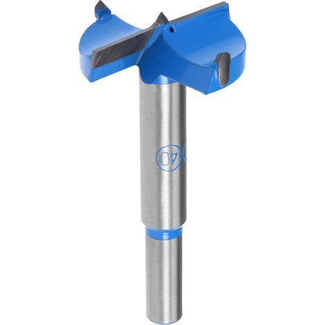 Punte da trapano Forstner da 40 mm, in carburo di tungsteno, per seghe a tazza per legno, per forare cerniere e per la lavorazione del legno (blu, grigio) (1/5)