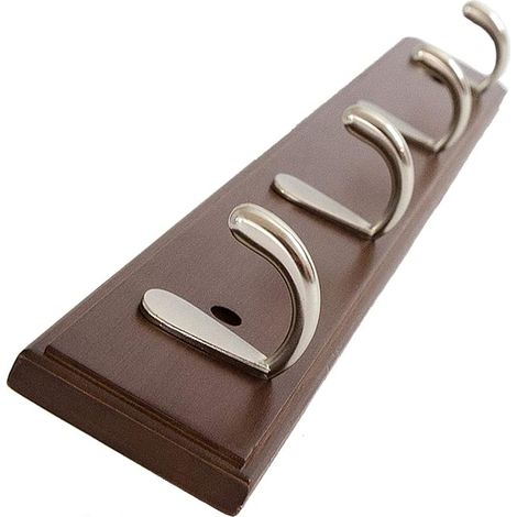 Wandgarderobe aus Holz Handtuchhalter mit 4 Haken Wandhaken für Küche und Bad (Café) (1/5)