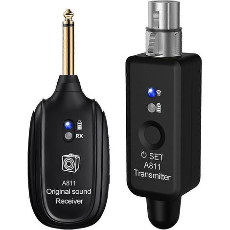 Adaptateur convertisseur de microphone sans fil A811 : émetteur et récepteur filaire vers microphone dynamique sans fil (1/5)