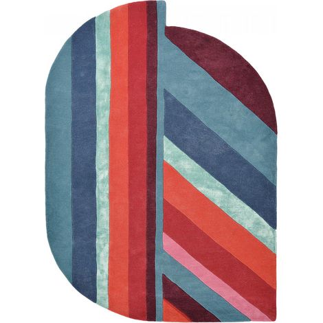 Tapis salon et chambre en laine 200x280 bleu et rouge fait à la main (1/3)
