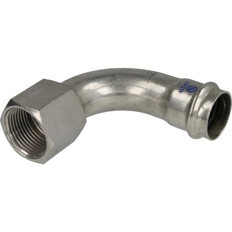 Raccord à sertir en inox coude 28 mm x 1’’ FF contour V