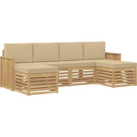 Ensemble de canapés d'extérieur 6 pc Blanc et Beige Polyester vidaXL (1/5)