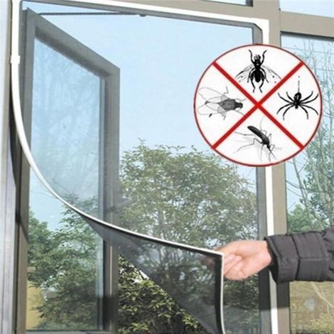 Moustiquaire de fenêtre - Adhésif Filet Anti Moustique - 130x150cm - PVC Gris (1/3)