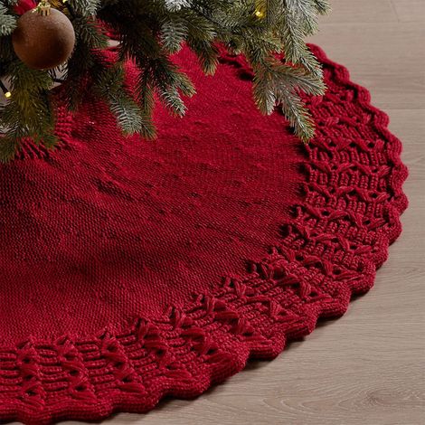 Arbre De Noël - Jupe À Tricot Pour Arbre - 92 Cm - Rouge Et Blanc - Pour Arbre De Noël Compact - 1 Pièce (1/5)