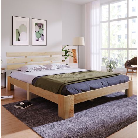 Bett Massivholz Natur 140x200 cm inklusive Lattenrost (1/5)