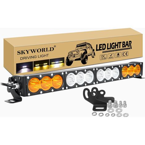 22 pouces 56cm 120W Barre de led 4x4 Rampe 12V 24V, Bicolore Ambre blanc Barre d'éclairage LED, Longue portee Barre Lumineuse LED pour Offroad Camion SUV ATV Véhicules, feu antibrouillard (1/5)