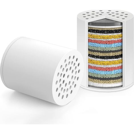 Lot de 2 Cartouche Filtrante Remplaçable Universelle à Rendement pour Filtre de douche, Cartouches à 30 Étapes Adoucisseur d'eau Anti Calcaire, pour Éliminer le Chlore, le Fluorure, Les Métaux Lourds