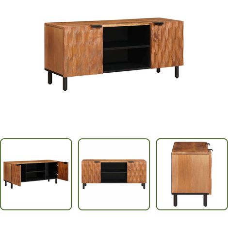 Meuble tv bois - Meuble TV avec étagère Finition Acacia Brun 105 x 33 x 46 cm (1/5)