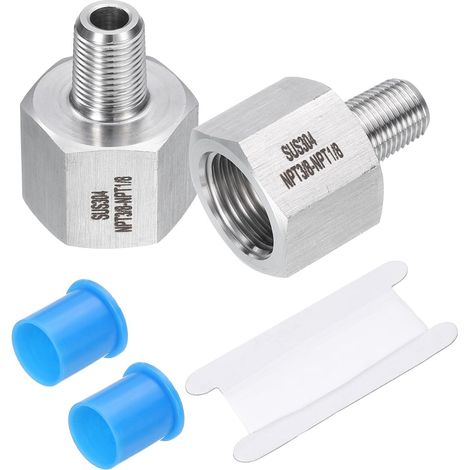 2 Pcs Raccords de Tuyau Réducteur Adaptateur 1/8" Npt Mâle x 3/8" Npt Femelle Adaptateur en Acier Inoxydable Connecteur de Manomètre pour Systèmes D'Huile D'Air de Gaz Hydrauliques (1/4)