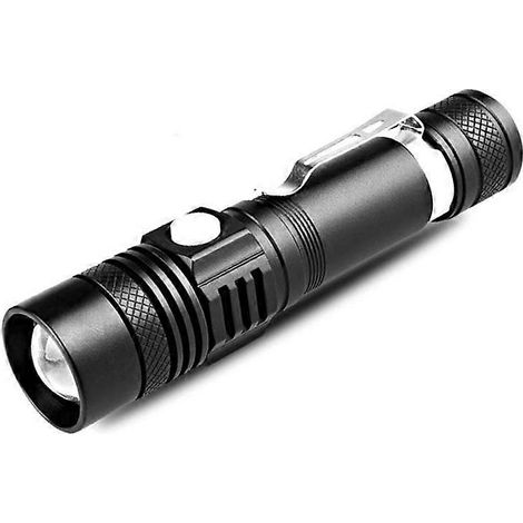Lampe torche tactique LED Hoxida rechargeable, étanche IPX6, 2000 lm, LED haute puissance, zoomable, format de poche. (1/5)
