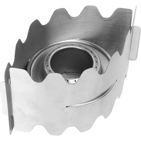 Réchaud à alcool portable, stable et antirouille, pliable, avec 2 déflecteurs, idéal pour le camping, la pêche et la randonnée. (1/5)