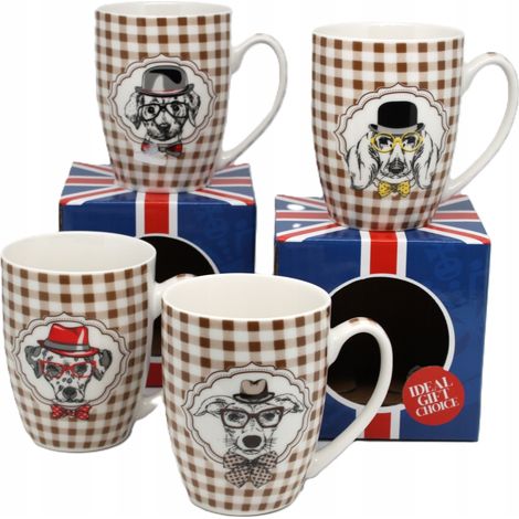 Tazza in porcellana con motivo CANE e bicchieri, mix di fantasie. (1/5)