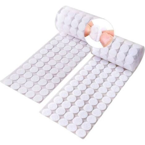 Ruban adhésif rond blanc, 300 paires de rubans double face de 20 mm, 600 pastilles auto-adhésives rondes (forme pièce), idéal pour collage discret, montage rapide et réutilisable