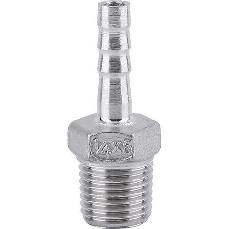 Male Threaded Steel Barb Hose Pipe Fitting Tail Connector (1/4"x6mm)