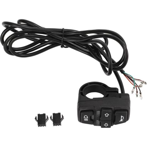 1 interrupteur vélo électrique, klaxon phares clignotants, 36 V, nylon, diamètre 22,2 mm, câble 170 cm (1/5)